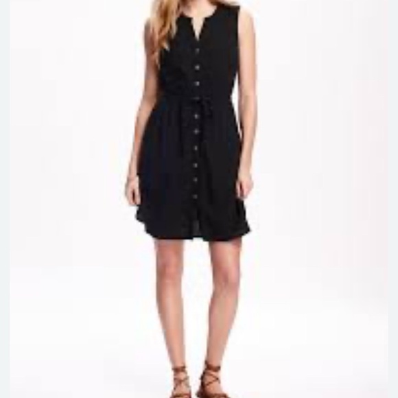 Old navy black button down shirt dress women’s size XXL - Picture 1 of 7